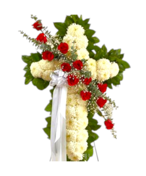 Croce funebre rose rosse