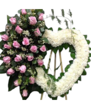 Cuore funebre rose rosa