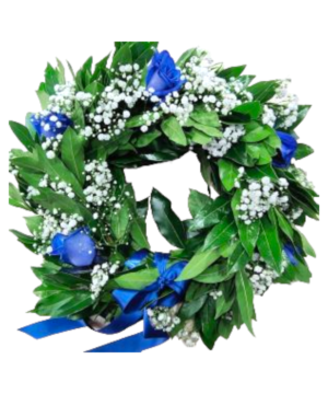 Coroncina per laurea con Rose blu e gypsophila