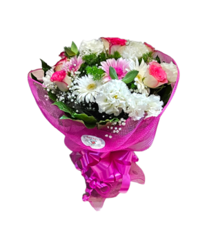 Bouquet di rose gerbere e garofani