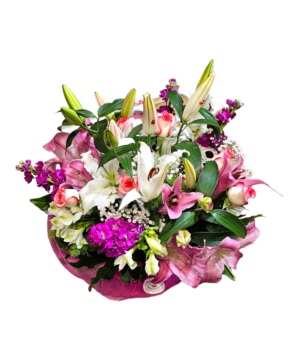 Bouquet di lilium profumato e roselline