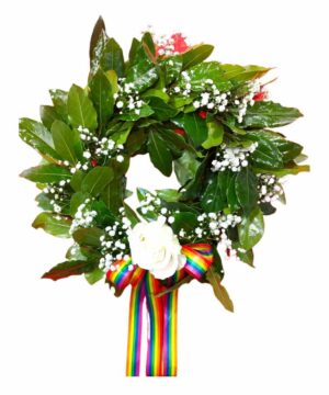 Coroncina per laurea con gypsophila e rosa bianca