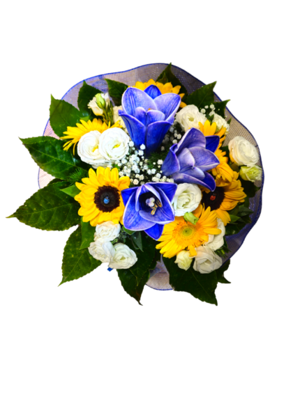 Bouquet girasoli lilium blu