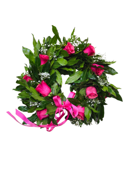 Coroncina per laurea con Rose rosa e gypsophila