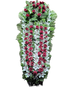 Copricassa con orchidee e rose rosse