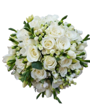 Bouquet da sposa bouvardia e rose bianche