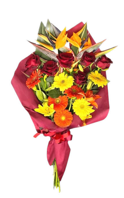 Bouquet di sterlizie e rose rosse