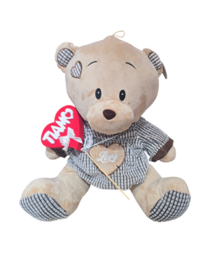 Orso con felpa e cuore a stick