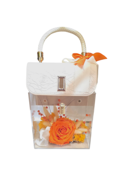 Borsa con rosa stabilizzata