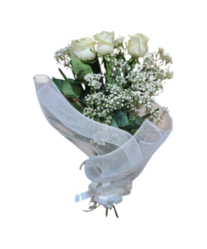 Bouquet di 3 Rose bianche a gambo lungo