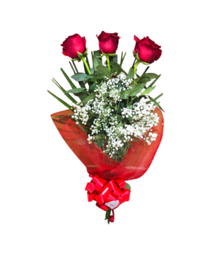 Bouquet di 3 Rose a gambo lungo