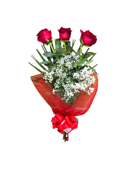 Bouquet di 3 Rose a gambo lungo