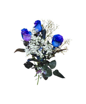 Bouquet di 3 Rose blu a gambo lungo