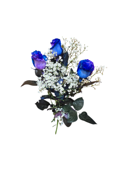 Bouquet di 3 Rose blu a gambo lungo