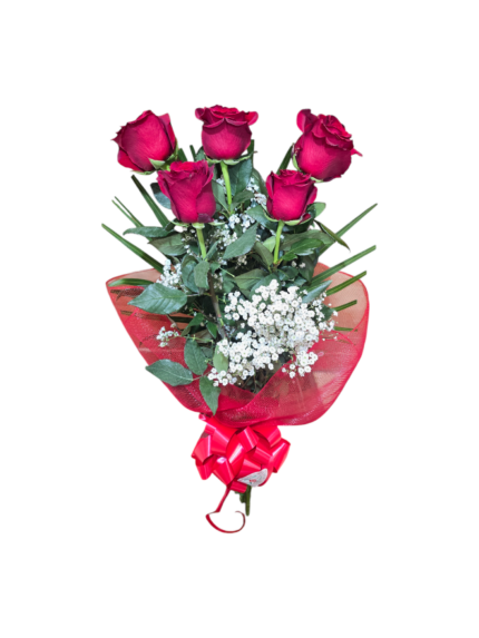 Bouquet di 5 Rose a gambo lungo