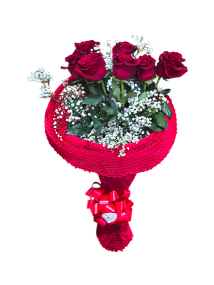 Bouquet di 7 Rose a gambo lungo