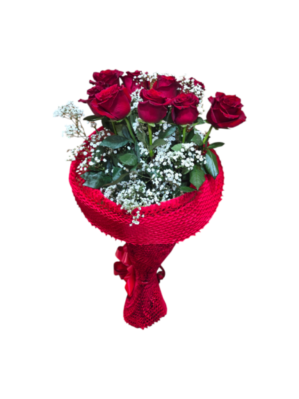 Bouquet di 9 Rose a gambo lungo