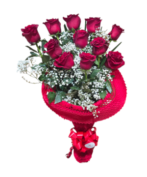 Bouquet di 12 Rose rosse Gambo lungo