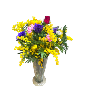 Bouquet di anemoni e mimosa