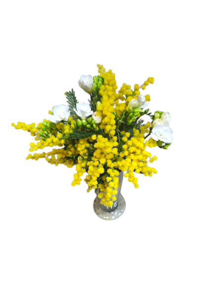 Bouquet di fresie e mimosa