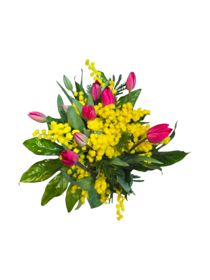 Bouquet di tulipani e mimosa - immagine 2