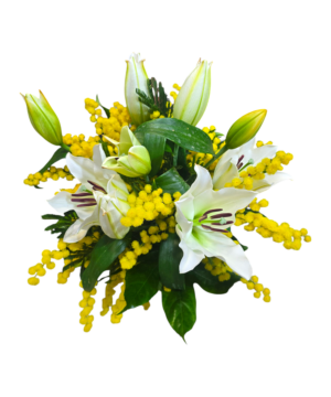 Bouquet lilium e mimosa