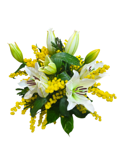 Bouquet lilium e mimosa