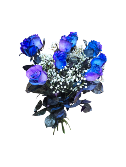 Bouquet di 9 Rose blu a gambo lungo