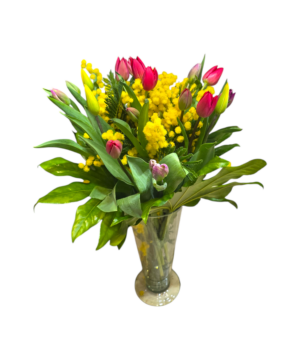 Bouquet grande tulipani e mimosa
