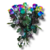 Bouquet di 12 Rose rainbow a gambo lungo