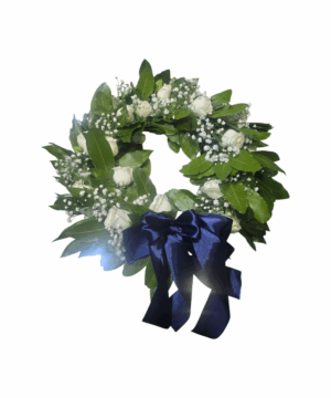Corona per laurea con gypsophila e rose bianche piccole