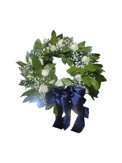 Corona per laurea con gypsophila e rose bianche piccole