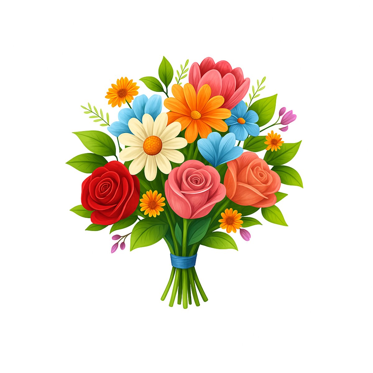 Bouquet di fiori misti formato Pensiero d’amore, composizione floreale equilibrata e armoniosa realizzata artigianalmente con fiori freschi del giorno