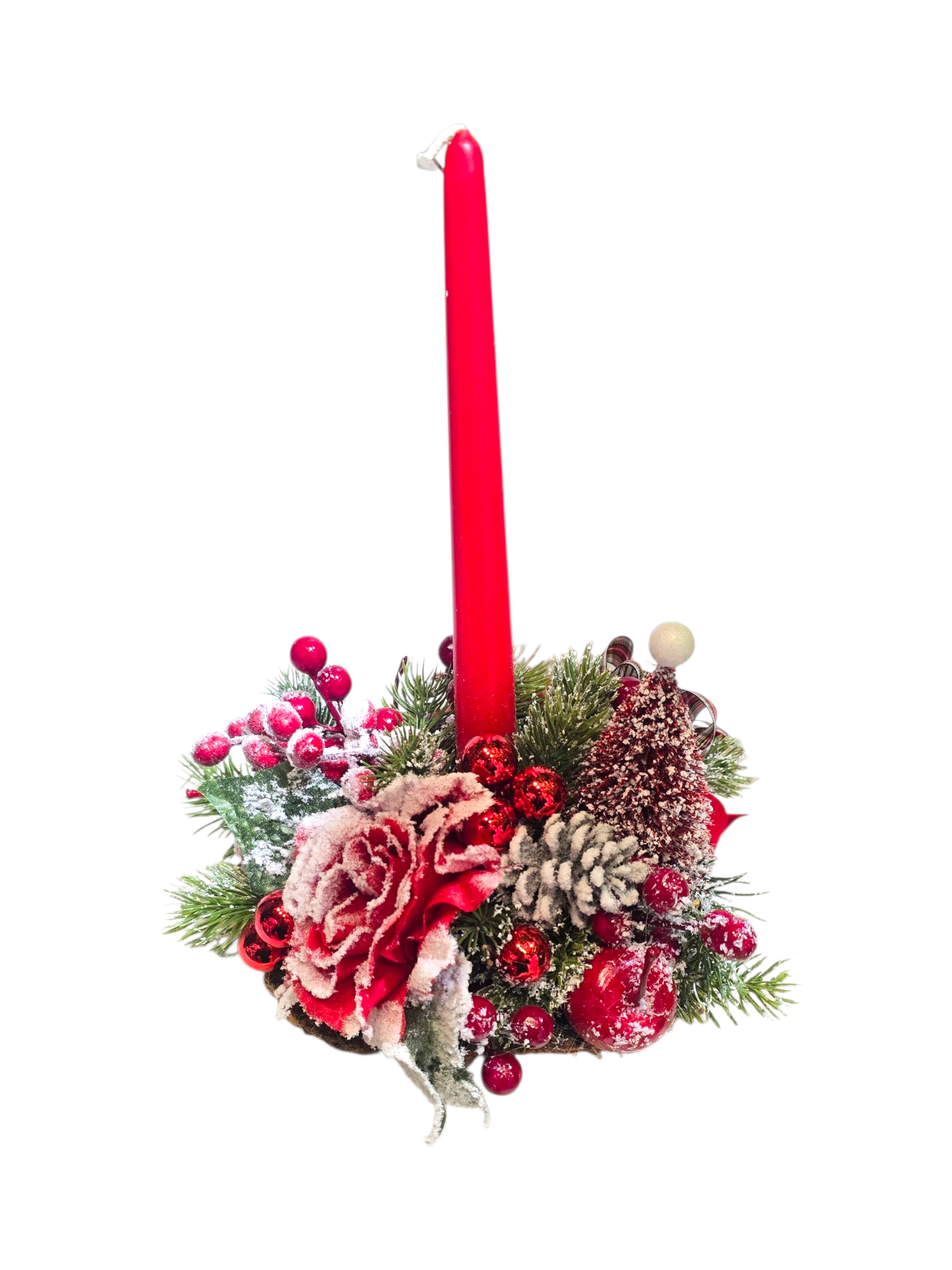 Centrotavola Natalizio con Candela su Base di Sughero (vari colori) - immagine 2