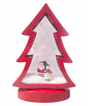 Albero natalizio con LED e neve automatica, Babbo Natale e pupazzo di neve – idea regalo