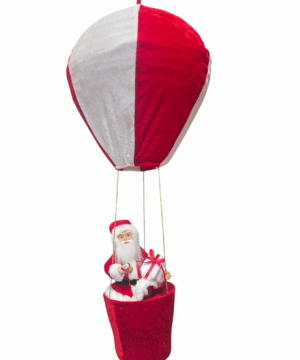 Decorazione natalizia Babbo Natale in mongolfiera rossa e bianca – idea regalo di Natale