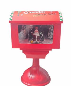 Cassetta postale natalizia media animata spenta con Babbo Natale e foresta innevata