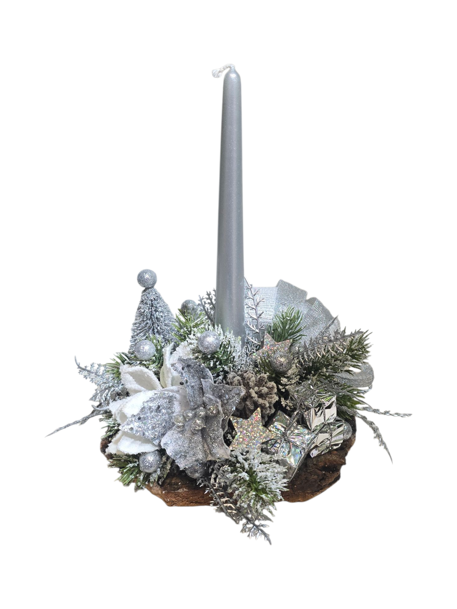 Centrotavola Natalizio con Candela su Base di Sughero (vari colori) - immagine 3