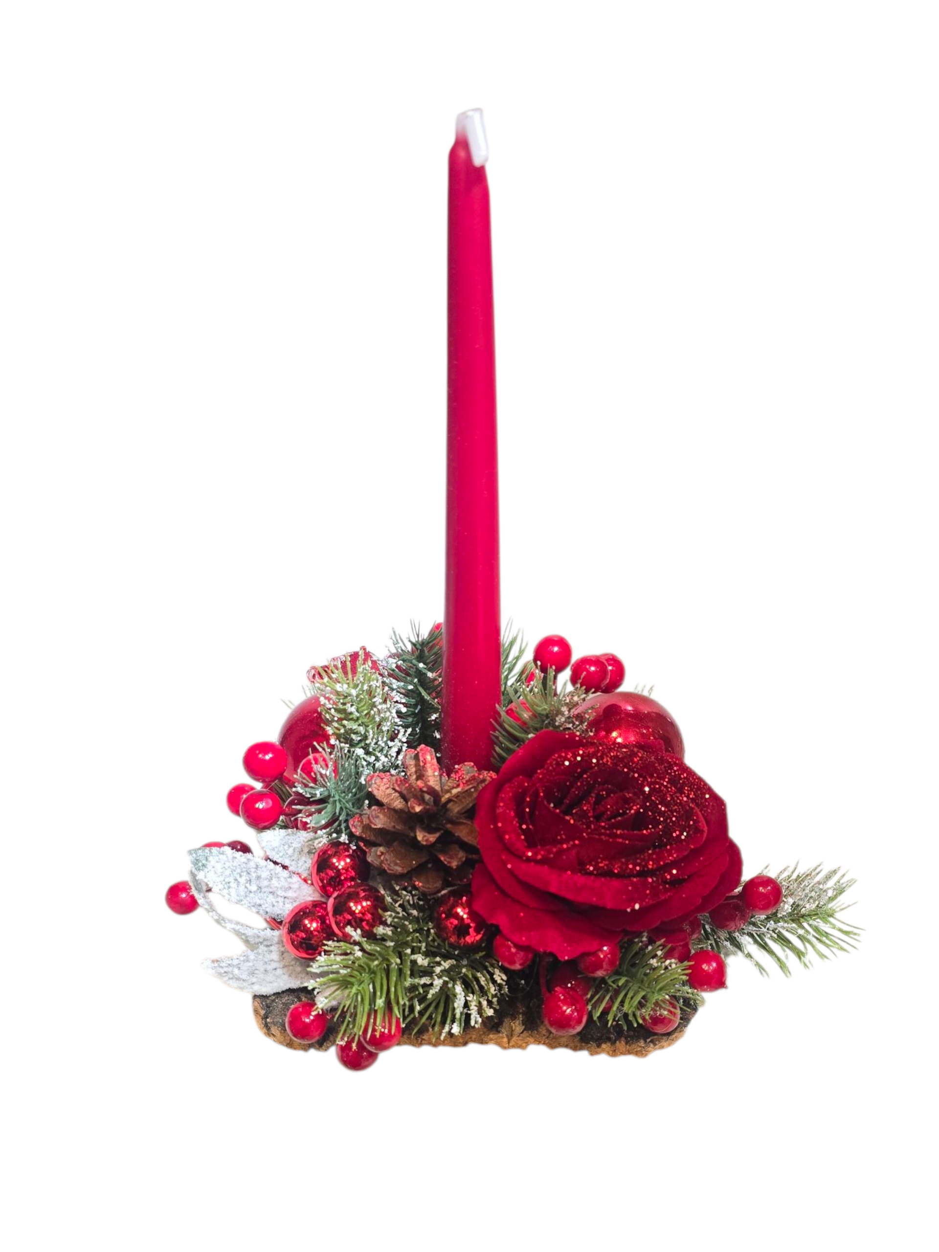Centrotavola Natalizio con Candela su Base di Sughero (vari colori)