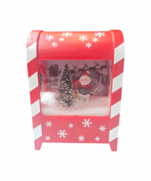 Decorazione natalizia con luci LED, pupazzo di neve e neve in movimento