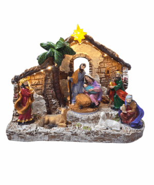 Presepe luminoso con luci LED calde e stella cometa gialla